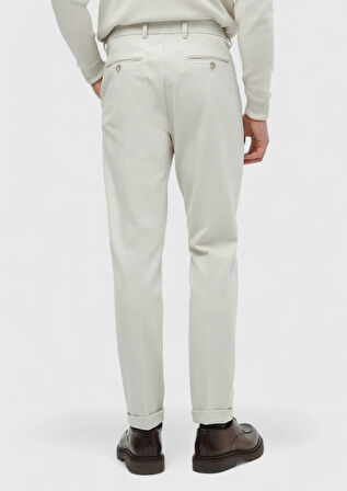 Bej Düz Örme Regular Fit Casual Pantolon