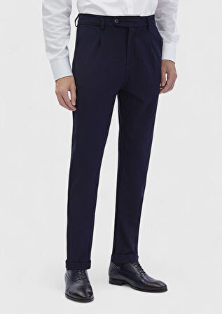 Lacivert Düz Örme Regular Fit Casual Pantolon