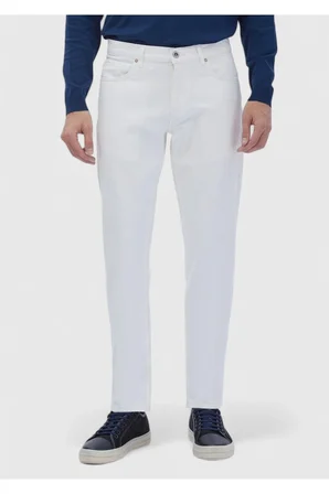 Beyaz Düz Regular Fit Denim %100 Pamuk Pantolon