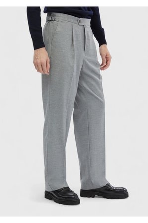 Gri Düz Dokuma Loose Fit Casual Pantolon