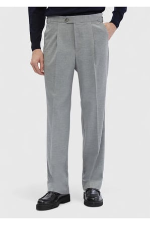 Gri Düz Dokuma Loose Fit Casual Pantolon
