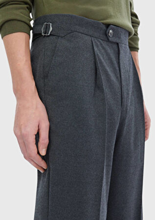 Antrasit Düz Dokuma Loose Fit Casual Pantolon