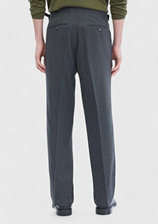 Antrasit Düz Dokuma Loose Fit Casual Pantolon