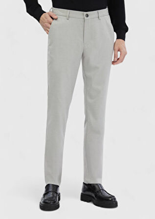 Açık Gri Düz Dokuma Jogging Fit Casual Pantolon