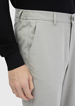 Açık Gri Düz Dokuma Jogging Fit Casual Pantolon