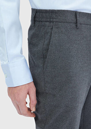 Gri Düz Dokuma Jogging Fit Casual Pantolon