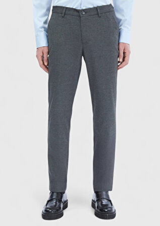 Gri Düz Dokuma Jogging Fit Casual Pantolon