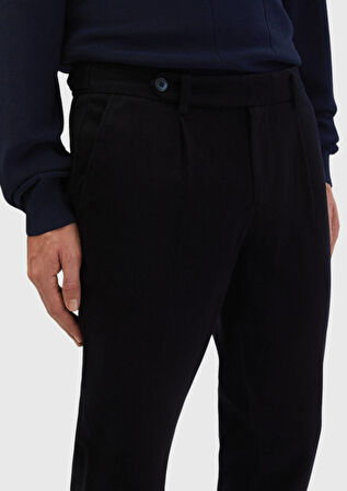 Lacivert Düz Dokuma Regular Fit Casual %100 Pamuk Pantolon