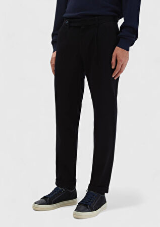 Lacivert Düz Dokuma Regular Fit Casual %100 Pamuk Pantolon