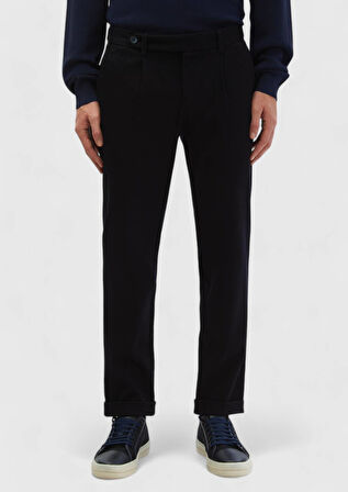 Lacivert Düz Dokuma Regular Fit Casual %100 Pamuk Pantolon