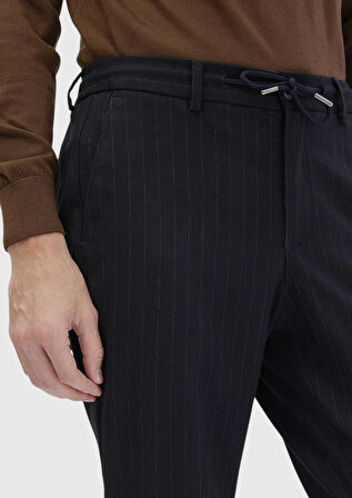 Lacivert Çizgili Dokuma Jogging Fit Casual %100 Pamuk Pantolon