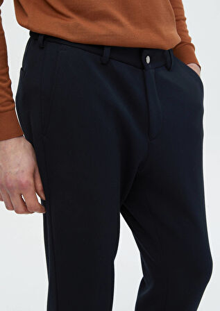 Lacivert Düz Örme Jogging Fit Casual Pantolon