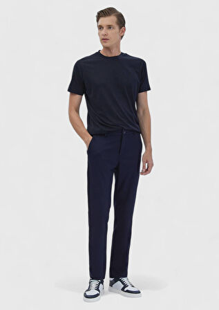 Lacivert Düz Dokuma Jogging Fit Casual Pamuk Karışımlı Pantolon