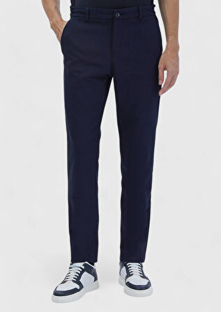 Lacivert Düz Dokuma Jogging Fit Casual Pamuk Karışımlı Pantolon