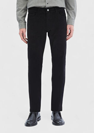 Siyah Fitilli Dokuma Slim Fit Kadife Casual Pamuk Karışımlı Pantolon