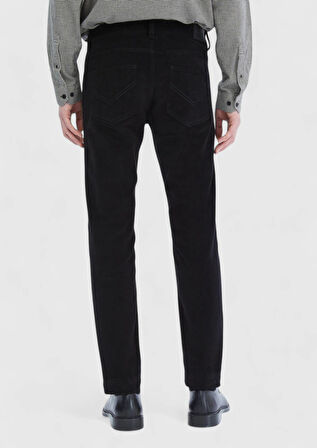 Siyah Fitilli Dokuma Slim Fit Kadife Casual Pamuk Karışımlı Pantolon