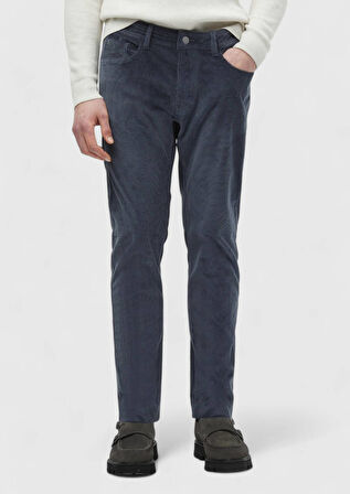 Mavi Fitilli Dokuma Slim Fit Kadife Casual Pamuk Karışımlı Pantolon