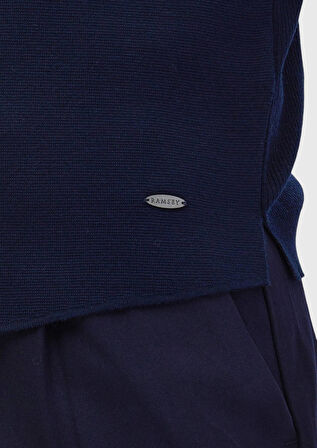 Lacivert Regular Fit V Yaka Casual Örme Triko Yelek