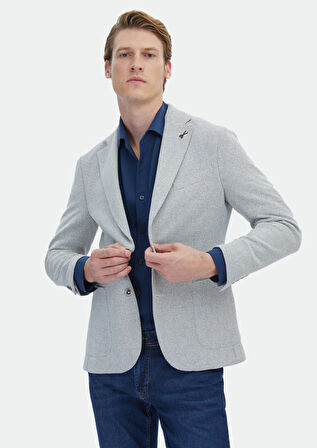 Ekru Mikro Shirt Shoulder Slim Fit Pamuk Karışımlı Örme Ceket