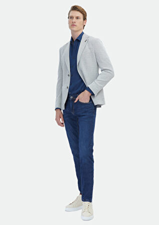 Ekru Mikro Shirt Shoulder Slim Fit Pamuk Karışımlı Örme Ceket