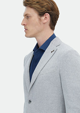 Ekru Mikro Shirt Shoulder Slim Fit Pamuk Karışımlı Örme Ceket