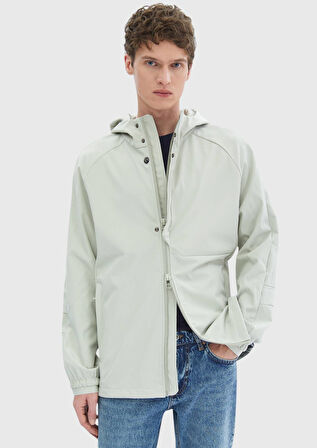 Kum Regular Fit Kapüşonlu Denim Dokuma Mont