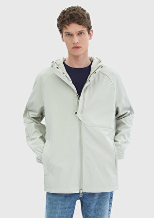 Kum Regular Fit Kapüşonlu Denim Dokuma Mont