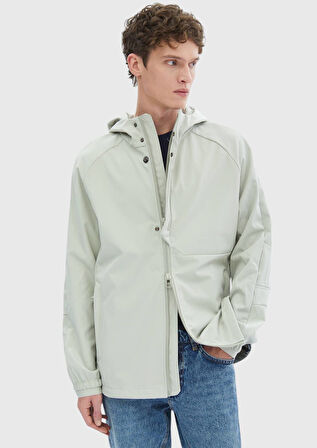 Kum Regular Fit Kapüşonlu Denim Dokuma Mont