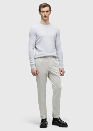 Lila Bisiklet Yaka Düz Örgü Yün Karışımlı Triko Kazak