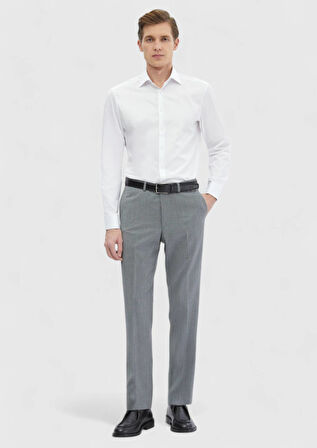 Beyaz Düz Regular Fit Dokuma Klasik %100 Pamuk Gömlek