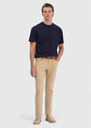 Lacivert Düz Bisiklet Yaka %100 Pamuk T-Shirt