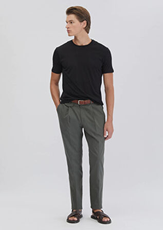 Siyah Düz Bisiklet Yaka T-Shirt