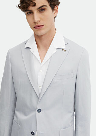 Mavi Düz Zeroweight Slim Fit Pamuk Karışımlı Takım Elbise