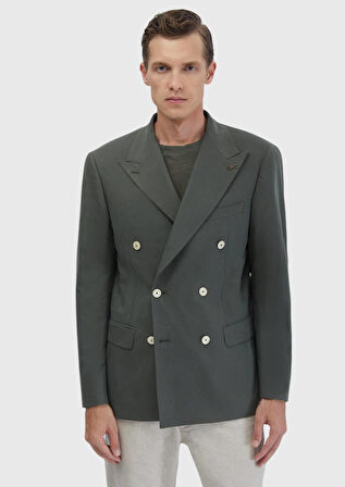 Haki Düz Slim Fit Ceket