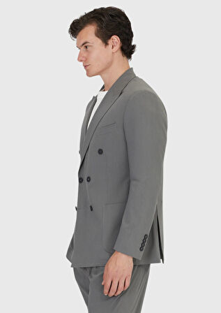 Gri Düz Zeroweight Slim Fit Takım Elbise