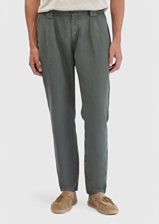 Haki Düz Dokuma Jogging Fit Casual Pamuk Karışımlı Pantolon