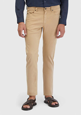 Safran Düz Dokuma Slim Fit Casual Pamuk Karışımlı Pantolon