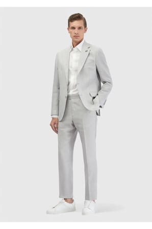 Açık Gri Zeroweight Slim Fit Yün Karışımlı Takım Elbise