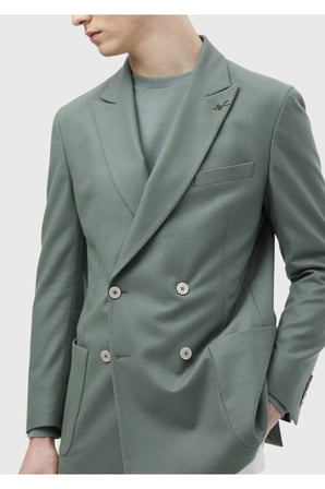 Açık Yeşil Düz Shirt Shoulder Slim Fit Yün Karışımlı Ceket