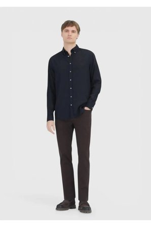 Siyah Düz Casual Fit Dokuma Casual Gömlek