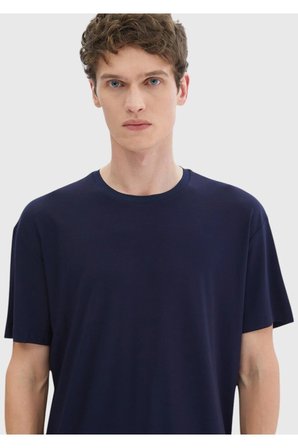 Lacivert Düz Bisiklet Yaka T-Shirt