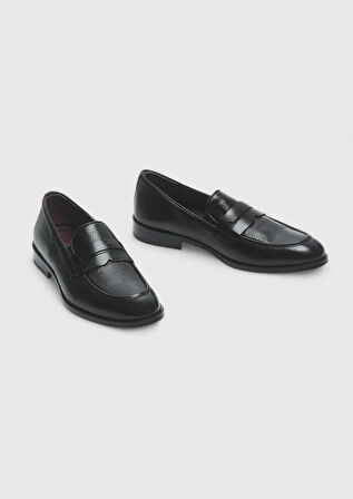 Siyah Deri Casual Loafer