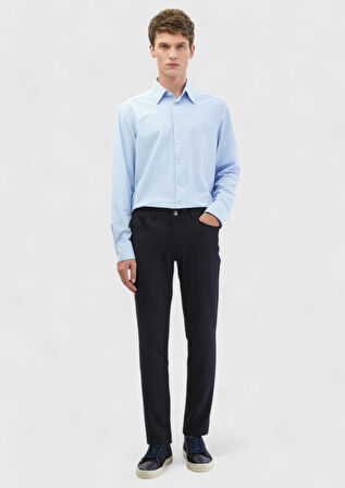 Mavi Çizgili Regular Fit Klasik Gömlek