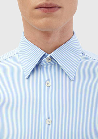 Mavi Çizgili Regular Fit Klasik Gömlek