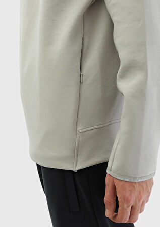Açık Gri Dik Yaka Düz Sweatshırt