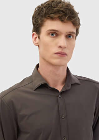 Bordo Düz Regular Fit Dokuma Klasik Gömlek