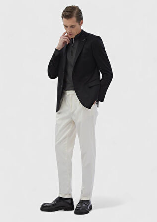 Siyah Düz Regular Fit %100 Kaşmir Ceket