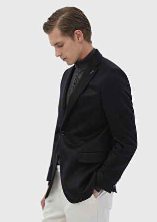 Siyah Düz Regular Fit %100 Kaşmir Ceket