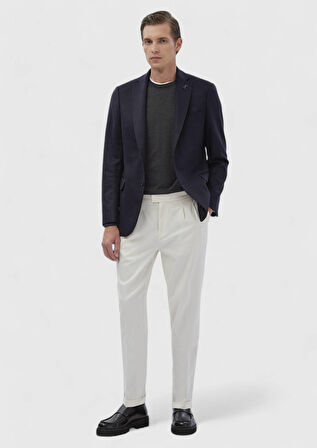 Lacivert Düz Regular Fit %100 Kaşmir Ceket