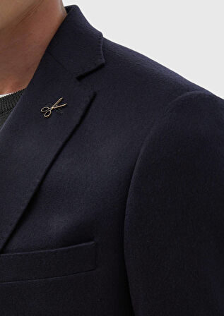 Lacivert Düz Regular Fit %100 Kaşmir Ceket